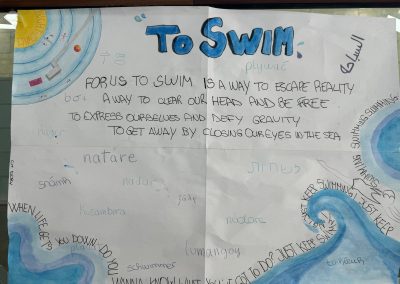 Affiche en anglais présentant la natation
